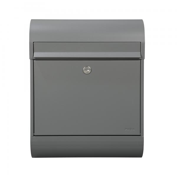 Mefa Briefkasten Ruby 866 Basaltgrau RAL 7012 mit integrierter Zeitungsrolle